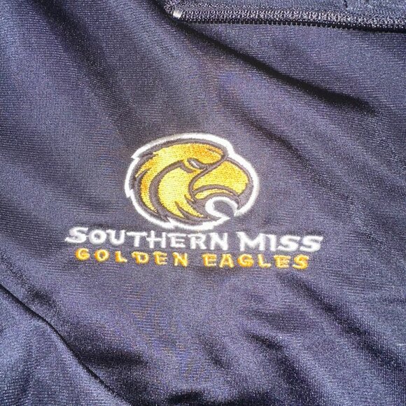 Adidas Mens Large Black Southern Miss Golden Eagles Full Zip Jacket Track Pocket - Picture 3 of 11